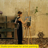 MEEDEN Large Painters Easel Adjustable Solid Beech Wood Artist Easel, Studio Easel for Adults with Brush Holder, Holds Canvas up to 48" MEEDEN