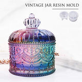 Vintage Jar Resin Mold with Lid Silicone Storage Box Mould for Epoxy Casting DIY Resin Crafts Kits Rustic Bottle Display Jewelry Trinket Container Wehous