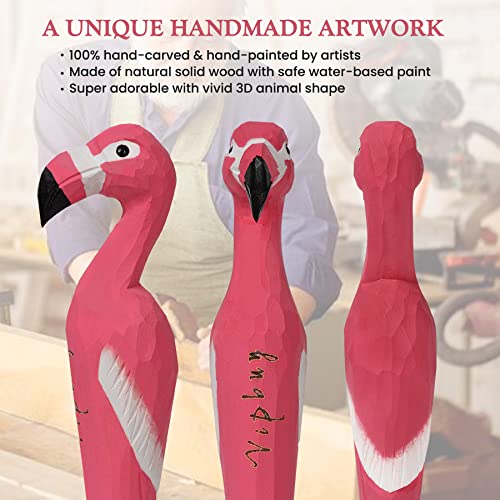 VIPbuy 2 Count 100% Handmade Wood Carved Gel Ink Pens -Novelty Refillable Writing Pens Office School Supplies Birthday Christmas Gift, Flamingo VIPbuy