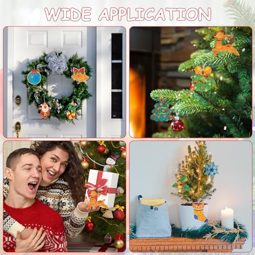60pcs DIY Wooden Christmas Ornaments, Unfinished Wood Xmas Decorations Paintable Christmas Tree Ornaments for Christmas DIY Crafts PEUTIER