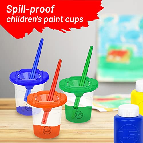 Kids Paint Set - Kids Paint with Toddler Art Supplies - 12 Washable Paint for Kids, 10 Paint Cups with Toddler Paint Brushes, Paint Palette, Complete