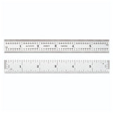Starrett Spring Tempered Steel Rule with Satin Chrome Finish, Quick Reading and Inch Graduations - 6" Length, 4R Graduation Type, 3/64" Thickness - Starrett