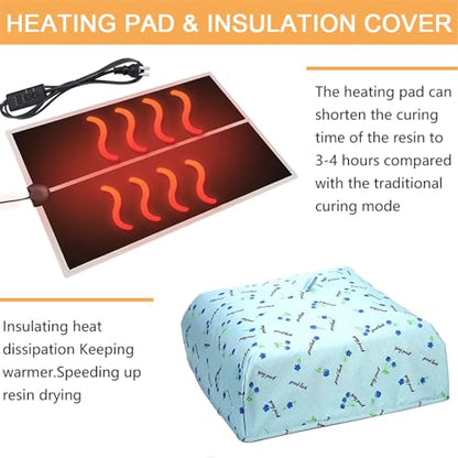 Resin Molds Heating Pad with Timer and Cover Epoxy Resin Dryer Mat Fast Resin Curing Machine with Silicone Mat Lightweight Quick Resin Dryer Mat for - WoodArtSupply