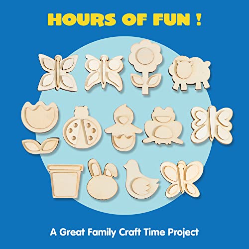 JOYIN 13 Wooden Magnet Creativity Arts & Crafts Painting Kit for Kids, Decorate Your Own Painting Gift for Easter Basket Stuffers, Birthday Parties