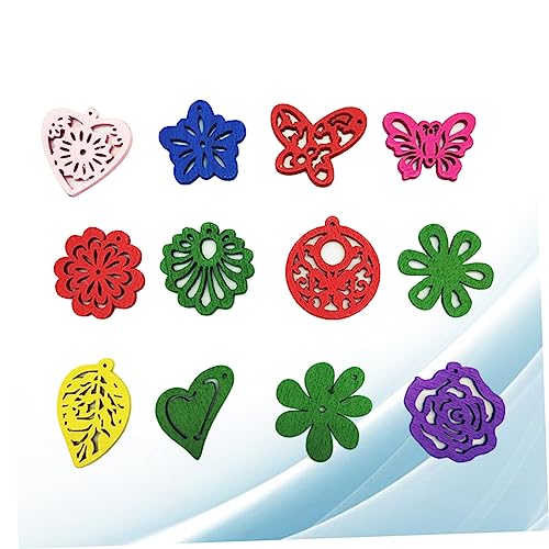 TEHAUX 100pcs Handmade Necklaces Wood Necklace Painted Jewelry Wood Beads Bracelet Beads Necklace Wood Beads DIY Wood Kit Wooden Slices Manual Bamboo TEHAUX