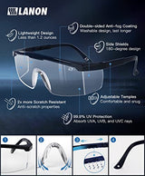 LANON Anti-Fog Safety Goggles with Ajustable Temples, 2.5 Times ANSI Z87.1 Double-sided Antifog, Side Protection, High Transmission, Lightweight & LANON Protection