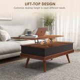 HOMCOM Lift Top Coffee Table with Hidden Compartment, 39.25" Wooden Center Table with Safety Hinges and Wood Legs for Living Room, Home Office, HOMCOM