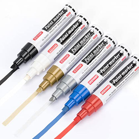 ZEYAR Paint Markers, Jumbo size, Chisel Point, Premium Waterproof & Smear Proof Ink, Aluminum Barrel, Great on Plastic, Wood, Rock, Metal and Glass ZEYAR