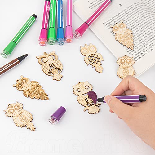 Framendino, 25 Pack Unfinished Wood Cutouts Owl Shape Wooden Slices Bird Hanging Wooden Cutout Wood Chips Embellishments for DIY Craft Home Framendino
