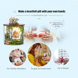 DIY Miniature and Furniture Dollhouse Kit,Mini 3D Wooden Doll House Craft Model with Dust Proof Cover and LED,Creative Room Idea Best Gift for Friend Montidey