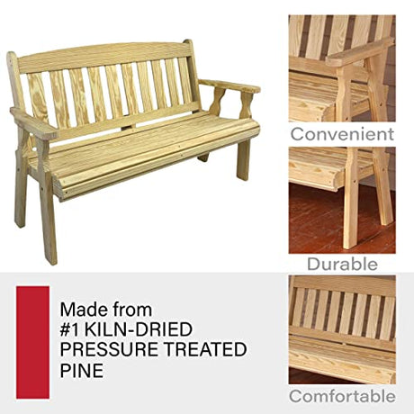 Amish Casual 4-Foot Heavy Duty Mission Garden Bench - Unfinished, 800 lb Capacity Amish Casual