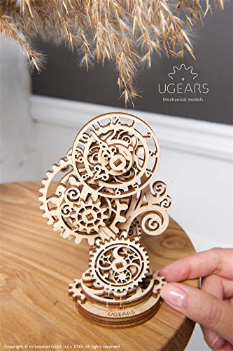 Ugears Steampunk Clock 3D Wooden Puzzle - Wooden Clock Mechanical Model Construction Set - DIY Model Kits for Adults - Ideal Christmas and New Year