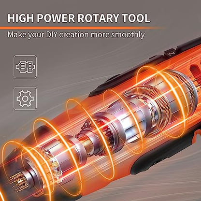 HARDELL Rotary Tool Kit, 130w Rotary Tool with 95 Pcs Accessories,Flex Shaft, 6 Variable Speed for Crafting Projects and DIY - WoodArtSupply