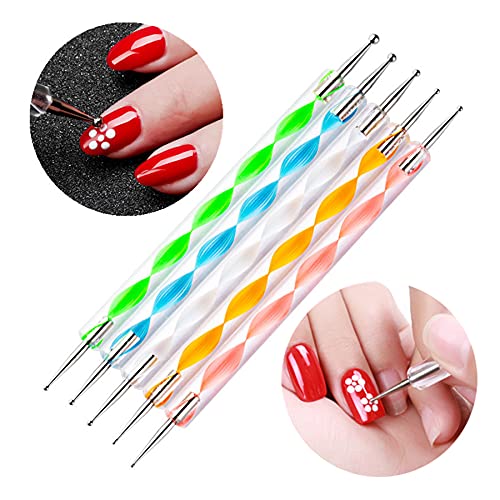 FULINJOY 5PCS Dotting Pens with 3 PCS Nail Painting Brushes, Double Ended Brush and Dotting Tool Kit, Nail Art Design Tools