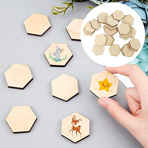 Decoraciones para Salas De Casa Hexagon 50Pcs Wooden Hexagon Pieces Unfinished Hexagon Cutout Christmas DIY Craft Supplies Decorations Ornaments 60MM Milisten