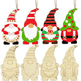 20 Pieces Christmas Wooden Gnome Hanging Ornaments Unfinished Wood Cutouts Slices Elf Wooden Decoration with Rope Christmas DIY Craft Making Painting LOKESI