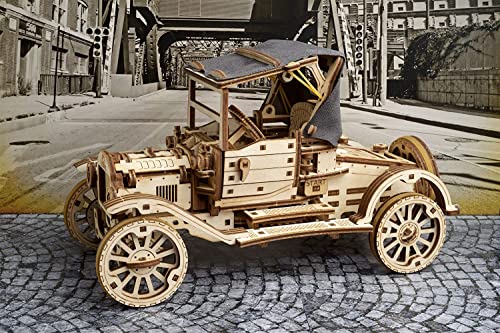UGEARS Classic Model Car Kit - 3D Puzzles for Adults and Kids with Folding Roof and Functional 4 Cylinder Engine - Model Car Kits for Adults 3D UGEARS