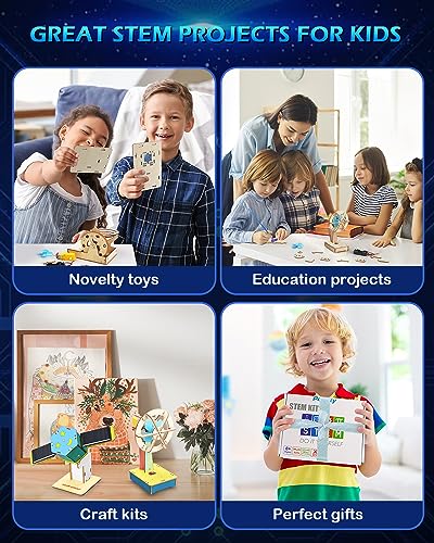 4 in 1 STEM Kits, STEM Projects for Kids Ages 8-12, Assembly 3D Wooden Puzzles, Building Toys, DIY Educational Science Craft Model Kit, Gift for Boys Poraxy