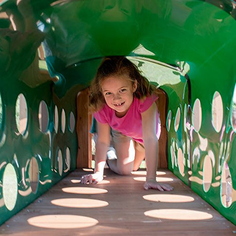 Backyard Discovery Woodridge Elite All Cedar Wood Swing Set, Upper and Lower Deck, Sandbox, Vented Tunnel, Rock Climbing Wall, Coated Rope Belted Backyard Discovery