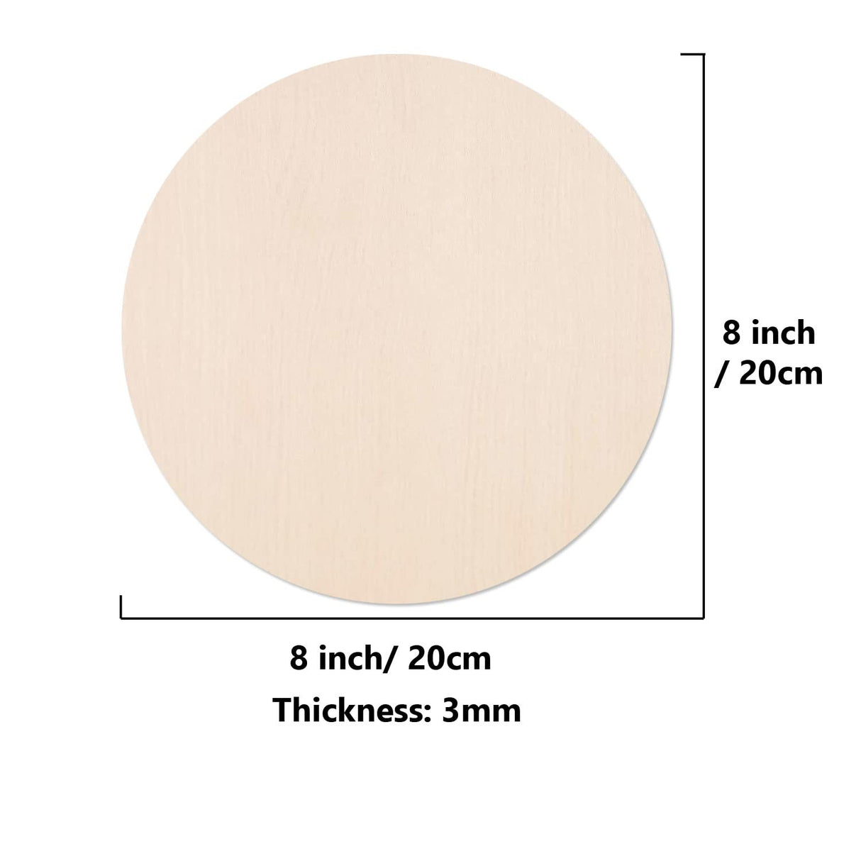 20PCS 8Inch Cutouts Blank Round Wood Slice Wood Circles for Crafts, Unfinished Wooden Slices Blank Round Wooden Circles, Wood Circles for Painting, Unixing