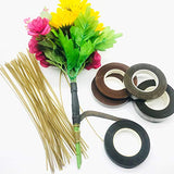 Floral Arrangement Tool Kit, Woohome Floral Kit with 2 Style Floral Tapes, 26 Gauge Stem Wire, Brown Cable Tie and Bamboo Stick for Floral Design Woohome