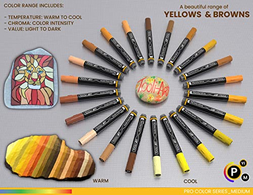 TOOLI-ART 22 Acrylic Paint Markers Paint Pens Pro Color Series Set 3mm Medium Tip for Rock Painting, Glass, Mugs, Wood, Metal, Glass Paint, Canvas, TOOLI-ART