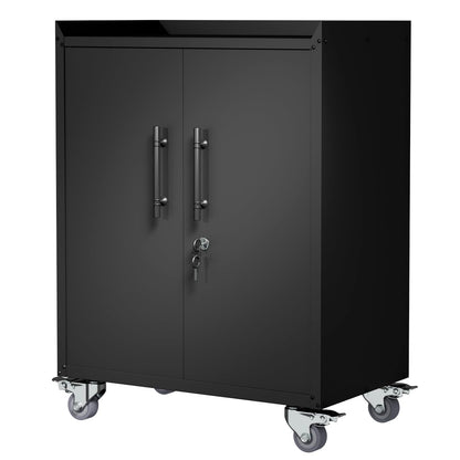 Leariso Garage Storage Cabinet with Wheels,Metal Storage Cabinet with Doors and Adjustable Shelves,Lockable Steel Storage Cabinet,for Garage, - WoodArtSupply