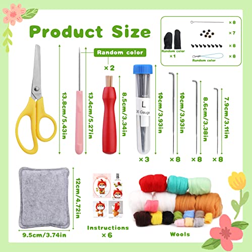 BAGERLA Needle Felting Kit, Wool Felting Beginner Kits Includes 8 Pcs Animal Instructions Felting Pad Needle Felting Basic Tools, Complete Needle BAGERLA