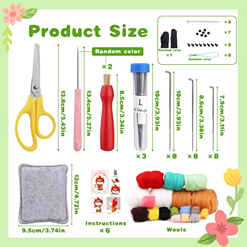 BAGERLA Needle Felting Kits for Beginners, Needle Felting Supplies Kits  with Tools, Felting Foam Mat, Colorful Wool, Felting Kit for DIY Art Craft  Needle Felting Material