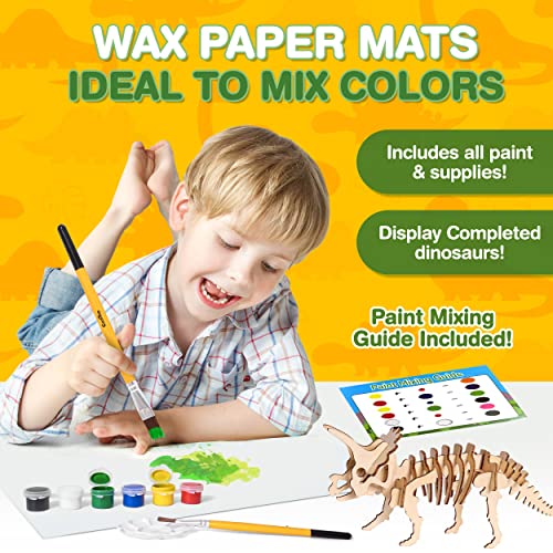 CoolToys Daring Dinos Paint n' Play 3D Model and Craft Kit - STEM Educational Wooden Dinosaurs Building and Painting Set for Kids Ages 6+, Fun and CoolToys