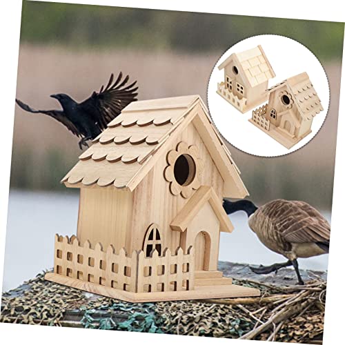 Yardwe 2pcs Creative Bird Nest Decoration Bird House Cage Parrot House Unfinished Wood Birdhouse DIY Wood Birdhouse Resting Place Birds Kids Craft Yardwe