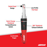 AIRCAT Pneumatic Tools 809-SH-5: Sealed Flat Head Ratchet 350 RPM, 60 ft-lbs Maximum Torque - 1/2-Inch AIRCAT