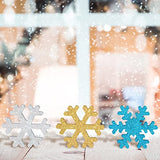 Whaline 10Pcs Christmas Snowflake Wooden Cutouts 2 Design Unfinished Snowflake Table Wooden Signs DIY Tiered Tray Decor for Christmas Winter Home Whaline