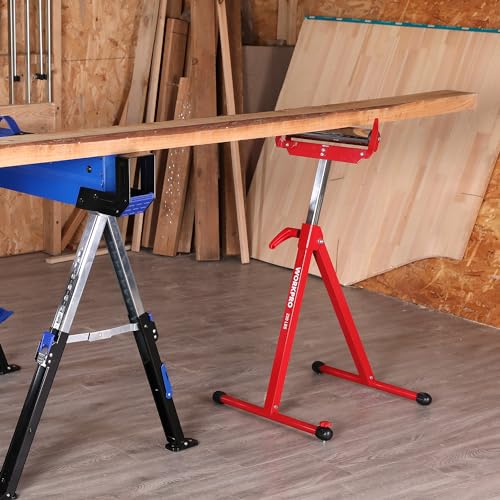 WORKPRO Folding Roller Stand Height Adjustable, Heavy Duty 250 LB Load Capacity, Outfeed Woodworking WORKPRO