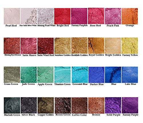 Mica Powder for Epoxy Resin, 32 Colors Dye Epoxy Resin Color Pigment Powder for Lip Gloss, Bath Bombs, Soap Making (5g/0.18oz) 