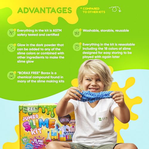 Ultimate Slime Kit for Girls 10-12 | Perfect Toys for Girls 7-12 Years Old | Complete DIY Slime Making Kit for Kids and Boys | Christmas Party Favors Zen Laboratory