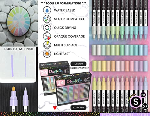 TOOLI-ART Acrylic Paint Markers Paint Pens Special Colors Set For Rock Painting, Canvas, Fabric, Glass, Mugs, Wood, Ceramics, Plastic, Multi-Surface.