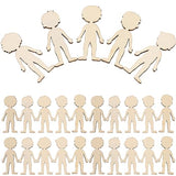 COHEALI 50pcs Wooden Boy Cutout Unfinished People Shaped Craft Sticks Blank Wooden Slices for DIY Projects COHEALI
