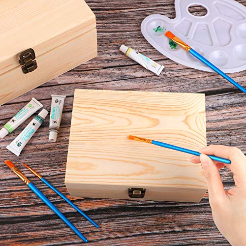 ADXCO 3 Pack Unfinished Wood Treasure Chest Decorative Wooden Box Pine Wood Box with Locking Clasp for Crafts, Art, Hobbies, Projects, Jewelry Box ADXCO