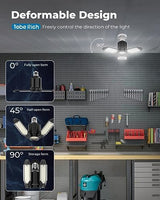 toberich LED Garage Light Bulb, 8000LM Shop Lights with 3+1 Deformable Panels, 6500K Screw in Ceiling Lights for Garage, Workshop, Workbench, toberich
