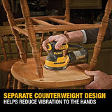 DEWALT Orbital Sander Kit, 5 inch, 3 amp, Corded, 12,000 OPM (DWE6421K), Yellow DEWALT