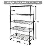 YSSOA Heavy Duty 5-Shelf Shelving Unit, 29.92" D x 13.98" W x 62.99" H, 5 Tier, Black, 1 Pack YSSOA