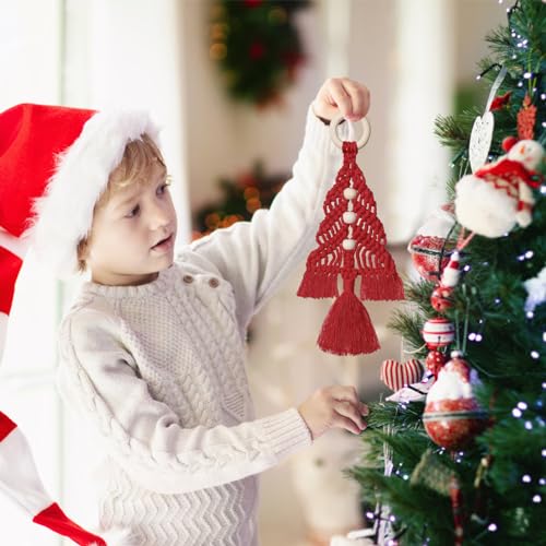 Dremisland Christmas Tree Decoration 3 Set Macrame Christmas Tree Decorative Hanging Ornaments Assembled Macrame Kits Boho Wall Hanging Decor for Dremisland