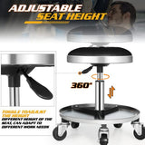 Magshion Rolling Stools with Wheels 300 lbs Capacity Pneumatic Rolling Mechanic Stool, Height-Adjustable Padded Roller Seat with Wheels & Tool Tray Magshion