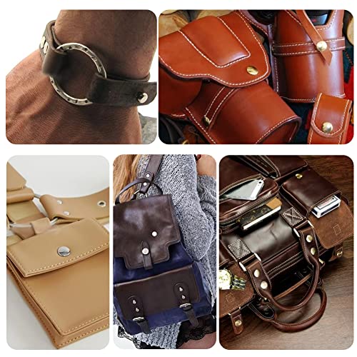 Yizzvb 320 Pcs Leather Rivets Kit, 60 Pcs Leather Snap Fasteners, 2 Size Leather Rivets Double Cap Rivet Kit, Double-Sided Nylon Hammer, 5 Pcs Yizzvb