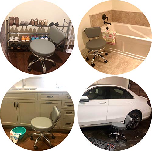 MAYAKOBA Dayton Garage Rolling Seat (Black) Pneumatic, Short Stool with Adjustable Height 13"-15", Perfect for Garage Task, Home Cleaning, Bathroom MAYAKOBA