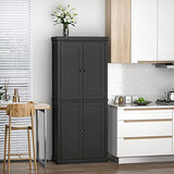 HOMCOM 72.5" Freestanding Black Kitchen Pantry Cabinet with Adjustable Shelves HOMCOM