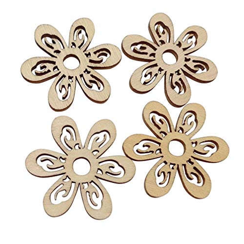 HEALLILY 20 Pcs Flower Wood Shapes Craft Wooden Slices DIY Unfinished Wood Ornament for DIY Art Home Decoration - WoodArtSupply