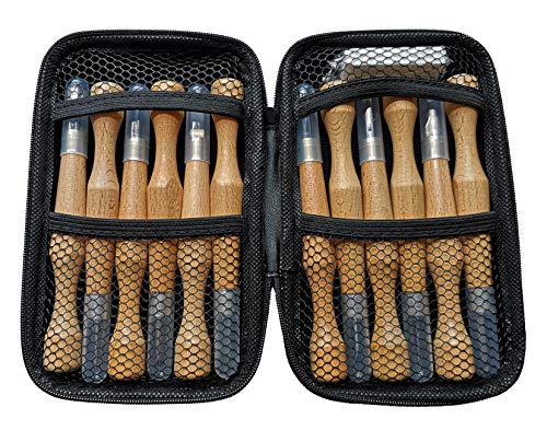 PRUGNA Hardwood Carving Tools Kit, AISI-07 Carbon Steel Graver Set for Beginners & Professionals, 12 Pcs Engraving Knife with Storage Case