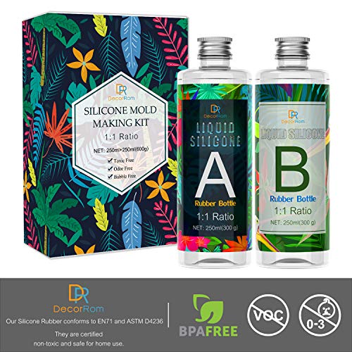 Silicone Mold Making Kit - Liquid Translucent Silicone Rubber for Silicone Molds Making - Easy 1:1 Mixing Ratio Silicone for DIY Resin Molds, DecorRom